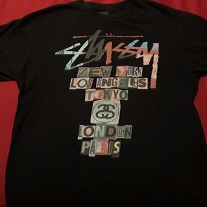 Vintage Stussy brand tshirt black in color